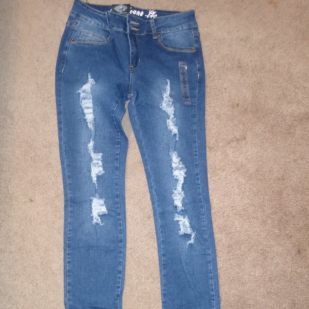 Destressed jeans